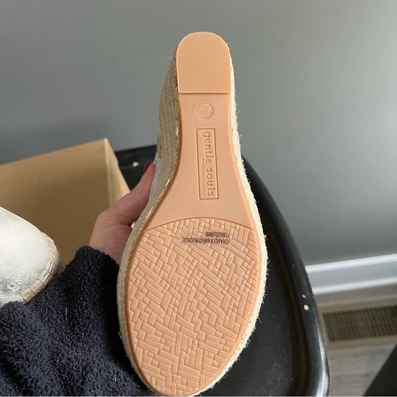 Kenneth Cole Gentle Souls Gold Espadrille Wedge Sandals - Picture 8 of 11